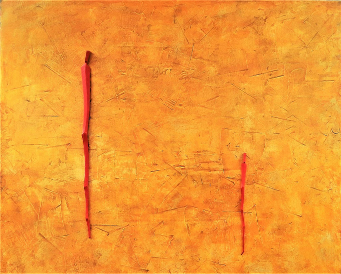 abstraktní obraz - Vzdálenosti Vzdálenosti - překližka, lípa, olej 120 x 110 cm