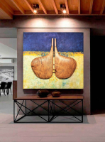 abstraktní obraz - Blíženci Blíženci - překližka, lípa, měď, olej 120 - 100 cm