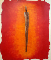 Jan - abstraktní obraz Jan - překližka, jabloň, olej 120 x 100 cm